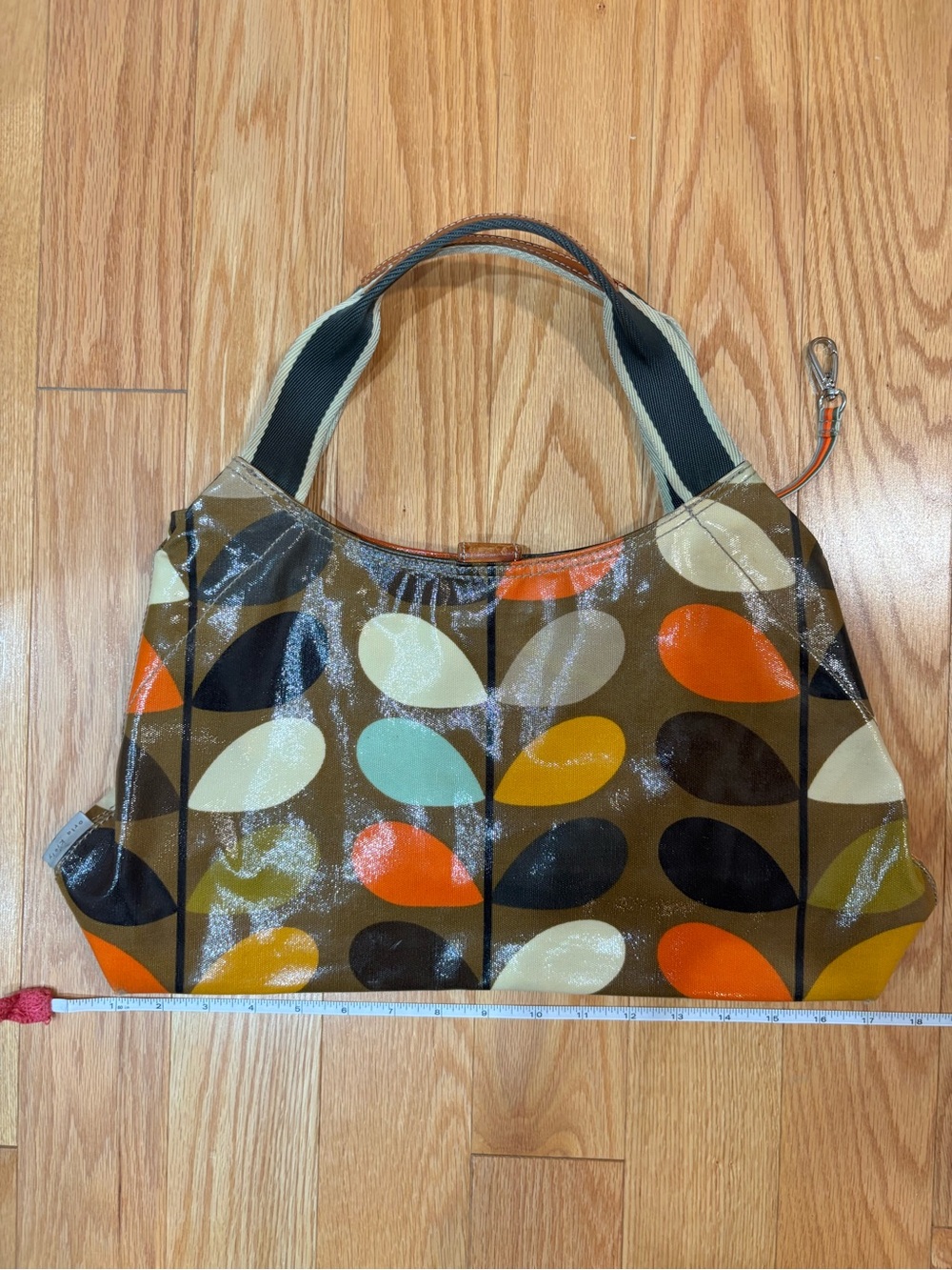 Orla Kiely Brown Multicolor Leaf-Print Glossy Tote